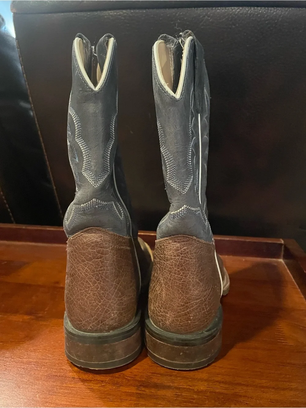 Old West Brown and Navy Kids Western Boots